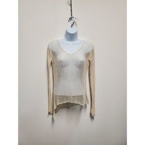 OST London Knit Blouse Women’s Small Ivory Nude Boho Semi-sheer